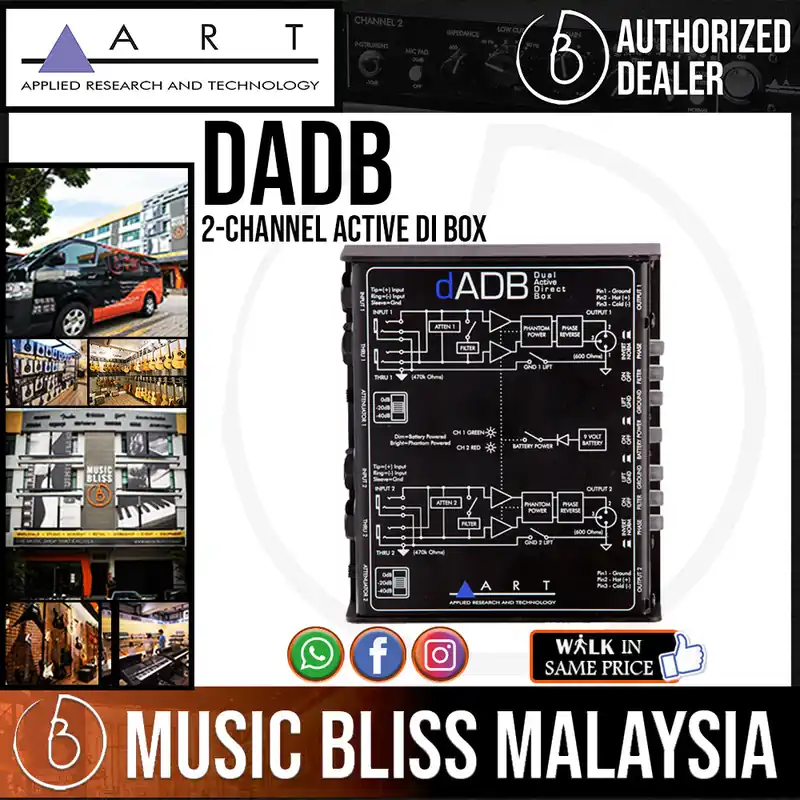 ART dADB 2-channel Active DI Box for Keyboard, Acoustic, Electric and Bass Guitar Fast Shipping