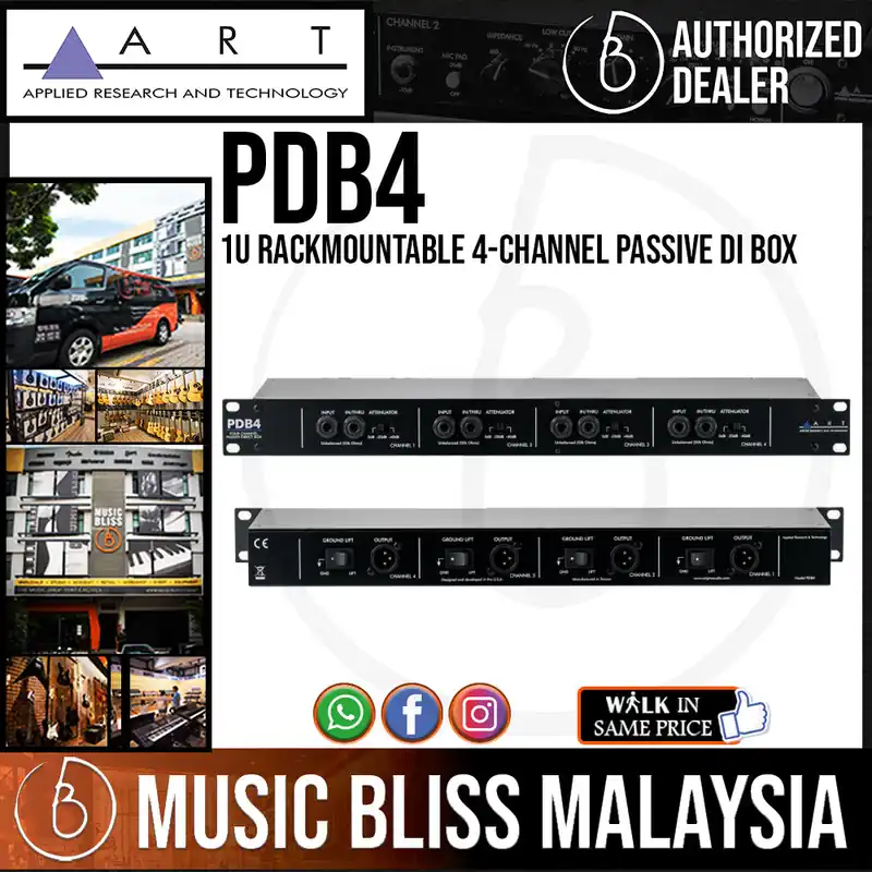 Affordable ART PDB4 1U Rackmountable 4-Channel Passive DI Box