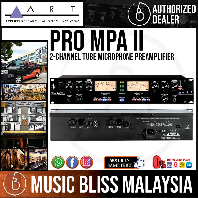 ART Pro MPA II 2-channel Tube Microphone Preamplifier with 48V Phantom Power and VU Metering New Release