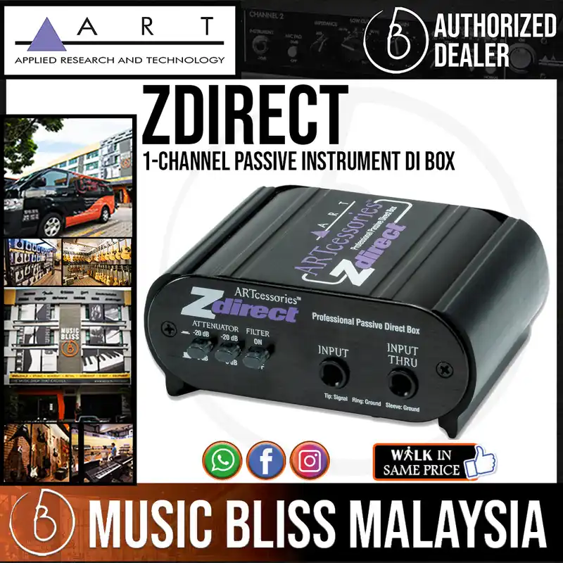 ART ZDirect 1-channel Passive Instrument DI Box For Active Instruments Popular