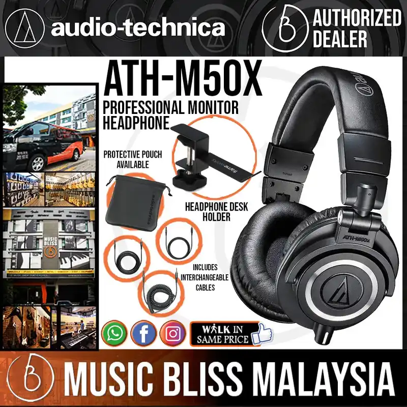 Audio Technica ATH-M50x Monitor Headphone with Desk Holder Best Price