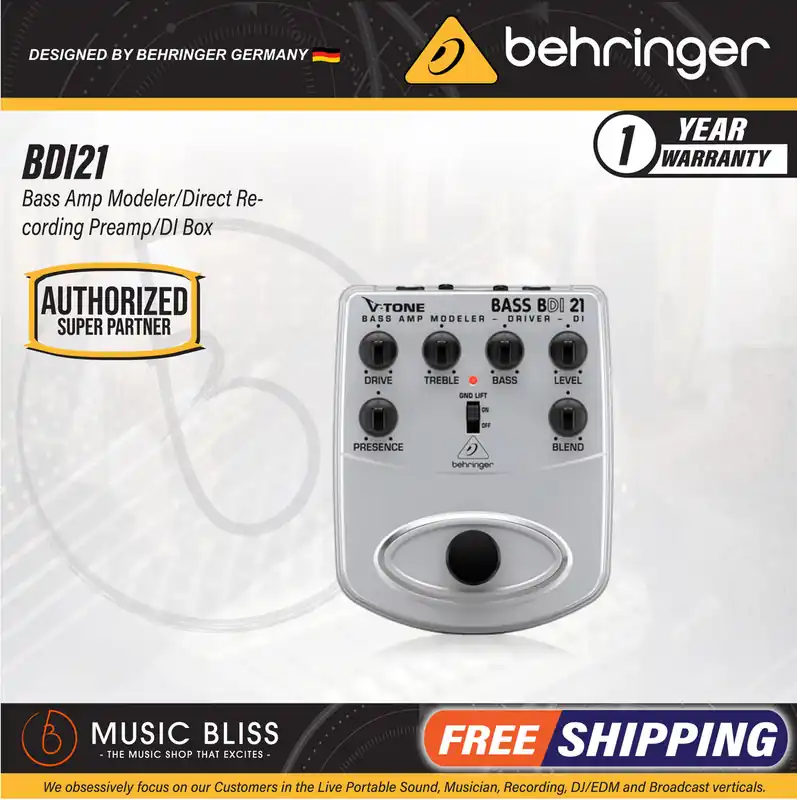 Exclusive Behringer BDI21 V-Tone Bass Driver Preamp/DI Pedal