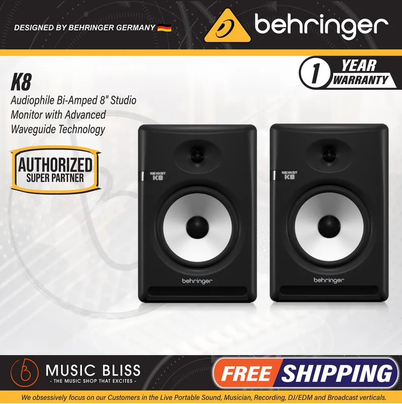 Behringer Nekkst K8 8" Powered Studio Monitor - Pair Luxury