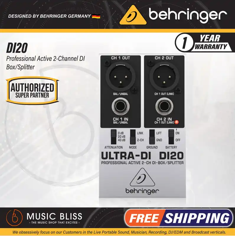 Price Cut Behringer Ultra-DI DI20 2-channel Active Direct Box / Splitter