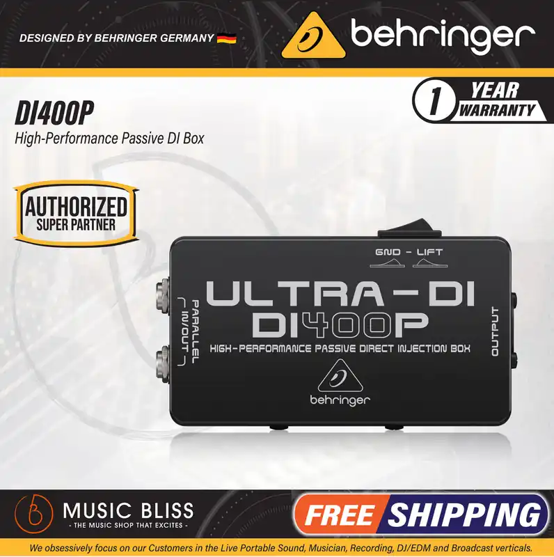 Free Delivery Behringer Ultra-DI DI400P 1-channel Passive Instrument Direct Box