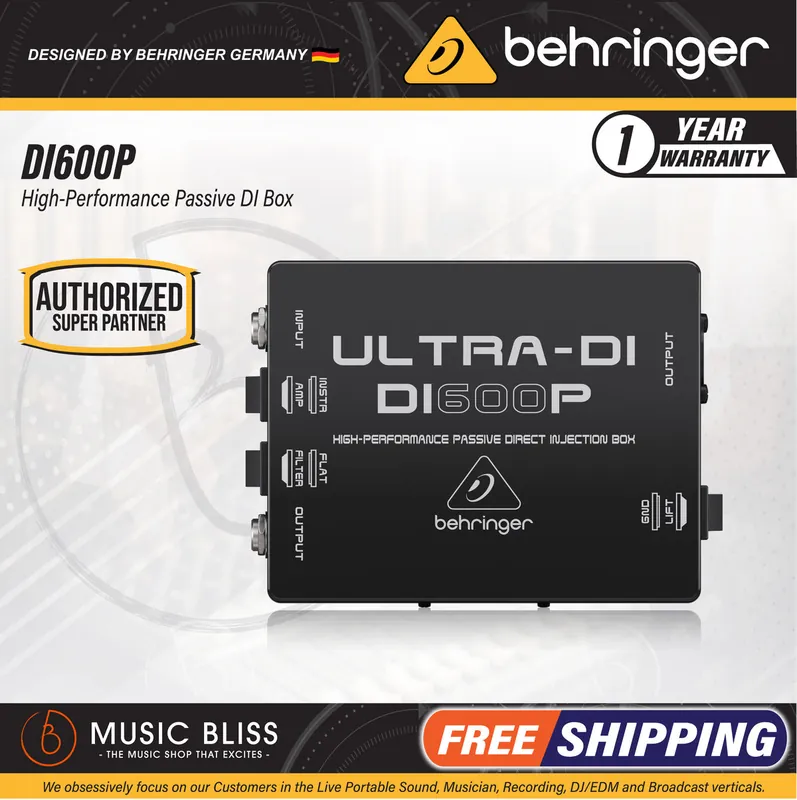 Behringer Ultra-DI DI600P 1-channel Passive Microphone / Instrument Direct Box Cheap