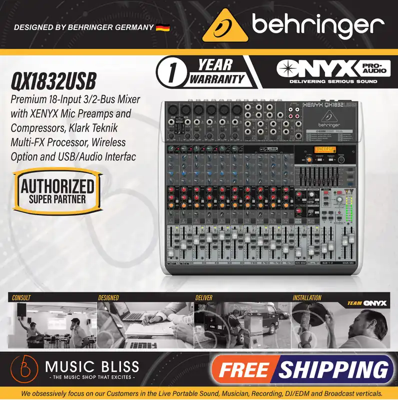 Behringer XENYX QX1832USB Mixer with USB and Effects Exclusive Offer