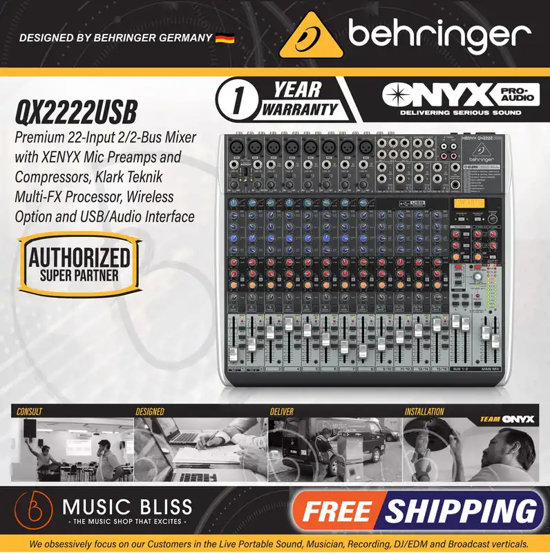 Luxury Behringer XENYX QX2222USB Mixer with USB and Effects
