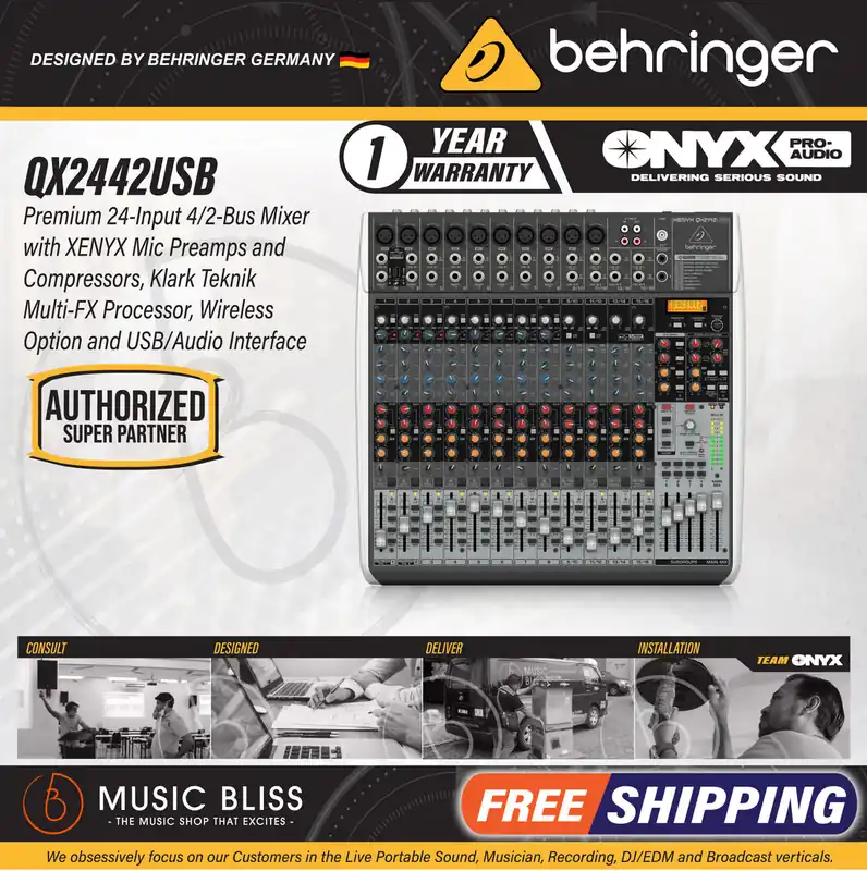 Original Behringer XENYX QX2442USB Mixer with USB and Effects