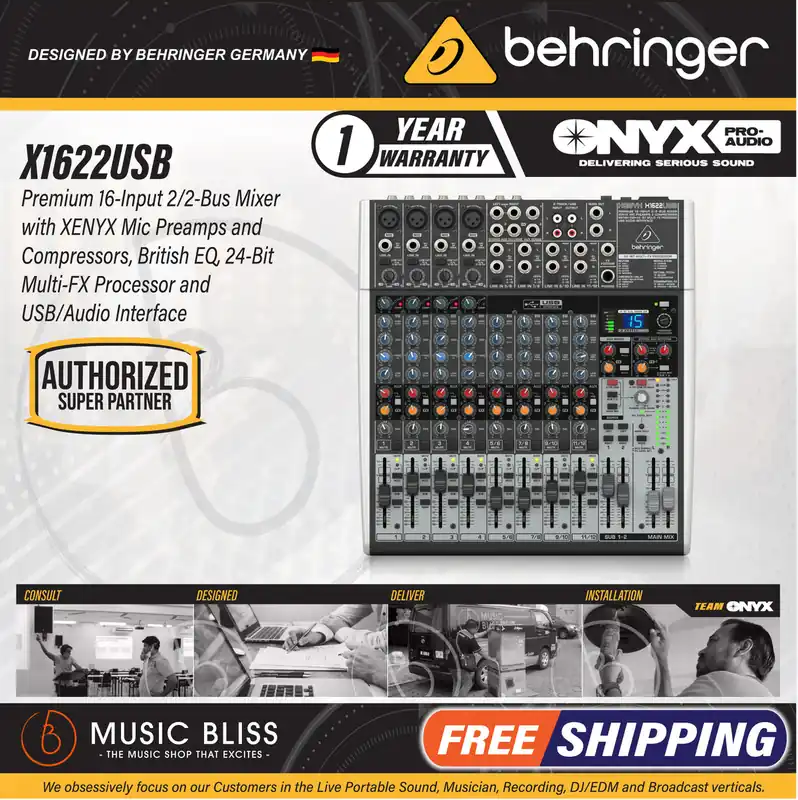 Behringer XENYX X1622USB 12-channel Mixer with USB and Effects Genuine
