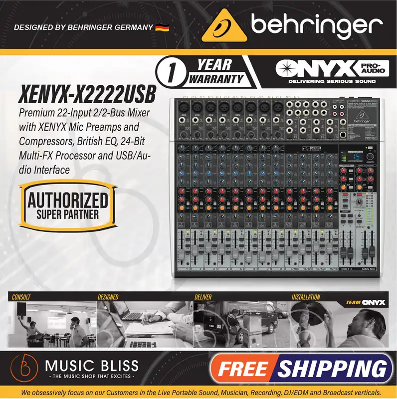 Authentic Behringer XENYX X2222USB Mixer with USB and Effects