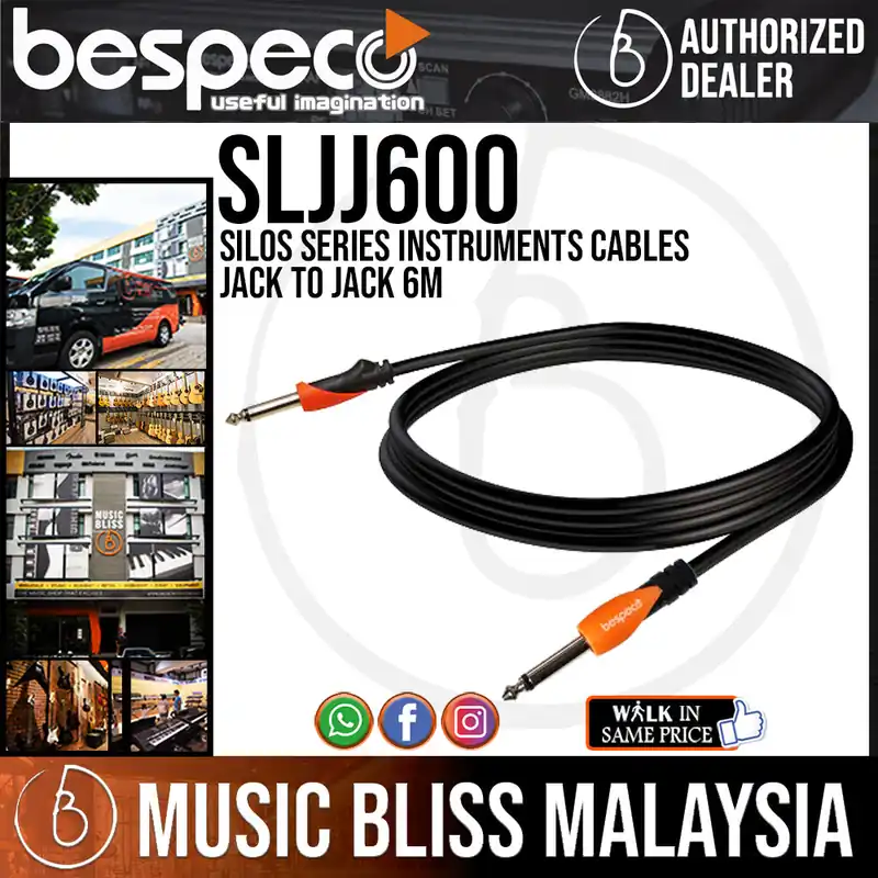 Bespeco SLJJ600 Silos Series Instruments Cables Jack To Jack 6M Handmade