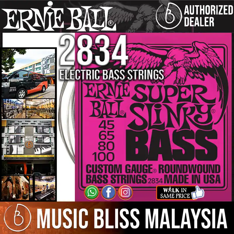 Buy Today Ernie Ball 2834 Super Slinky Nickel Wound Electric Bass Strings (45-100)