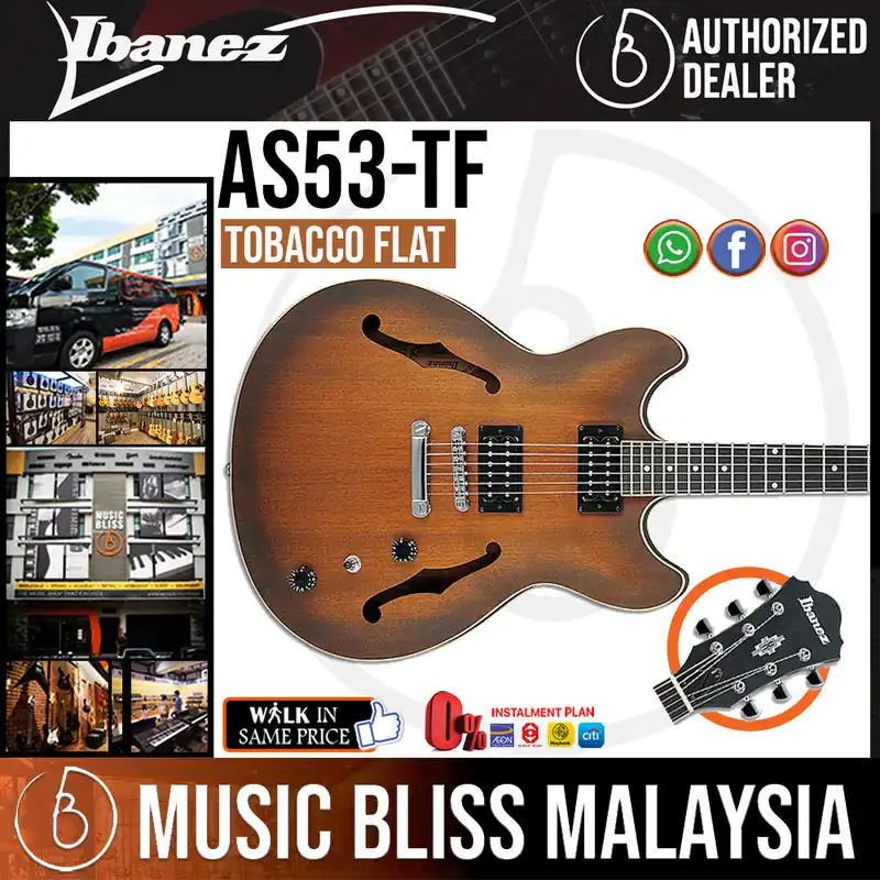Ibanez Artcore AS53 Semi-hollowbody Electric Guitar - Tobacco Flat Secure Checkout