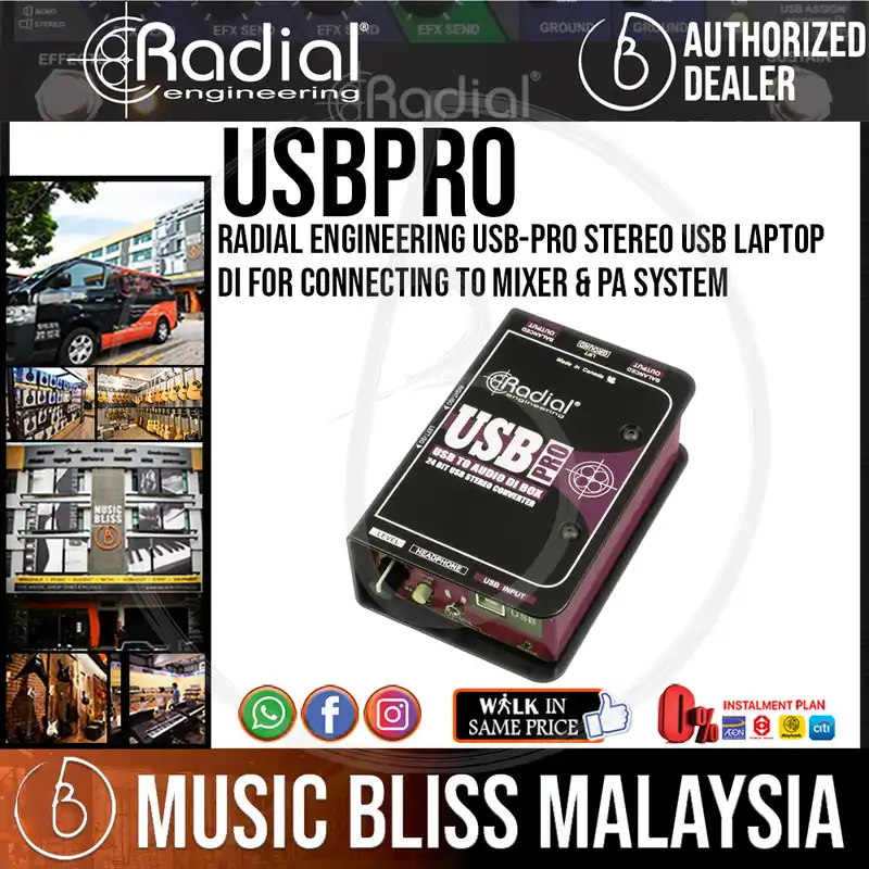 Radial Engineering USB-Pro Stereo USB Laptop DI for Connecting To Mixer & Pa System Discount