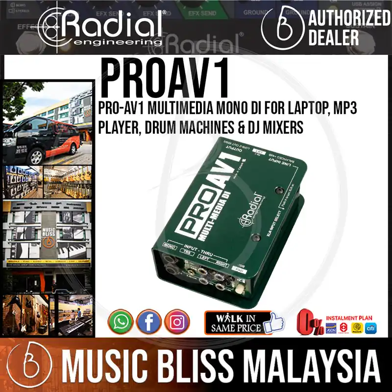 Radial Engineering Pro-AV1 Multimedia Mono DI For Laptop, MP3 Player, Drum Machines & DJ Mixers Handmade