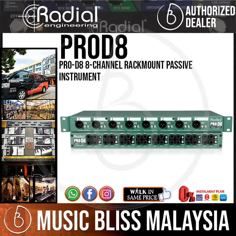 Worldwide Shipping Radial Engineering Pro-D8 8-Channel Rackmount Passive Instrument