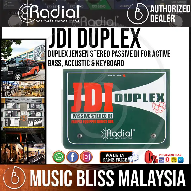 Luxury Radial Engineering JDI Duplex Jensen Stereo Passive DI For Active Bass, Acoustic & Keyboard