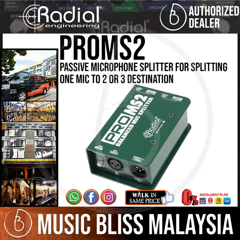 Popular Radial Engineering ProMS2 Passive Microphone Splitter For Splitting One Mic to 2 or 3 Destination