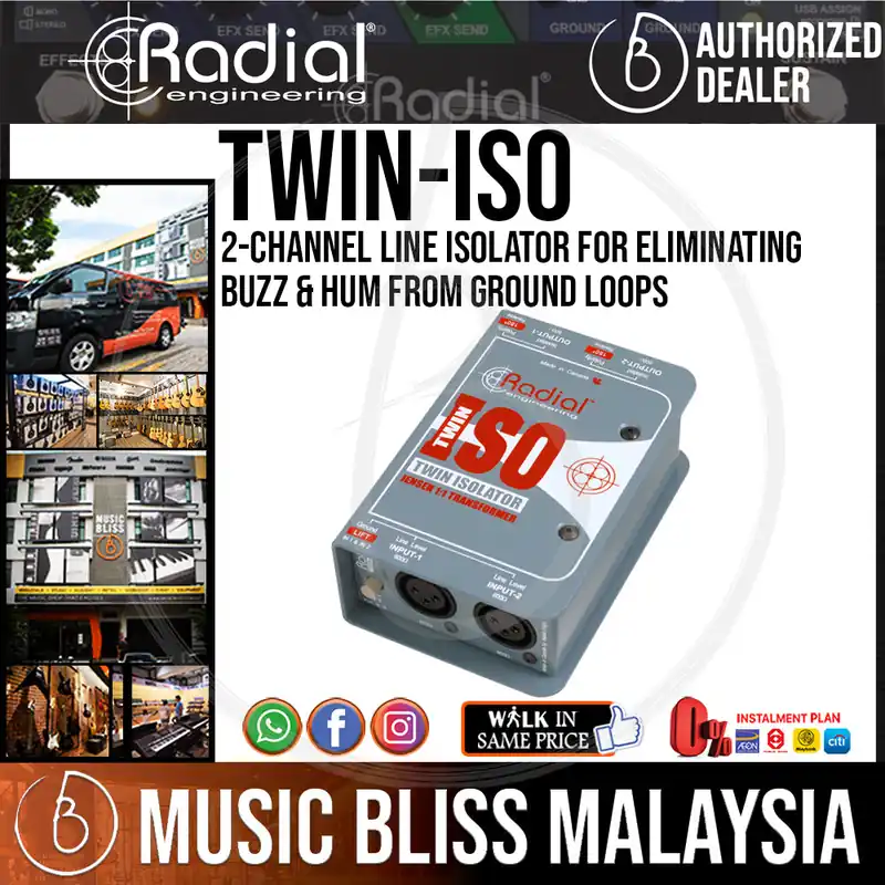 Crafted Radial Engineering Twin-Iso 2-Channel Line Isolator For Eliminating Buzz & Hum From Ground Loops