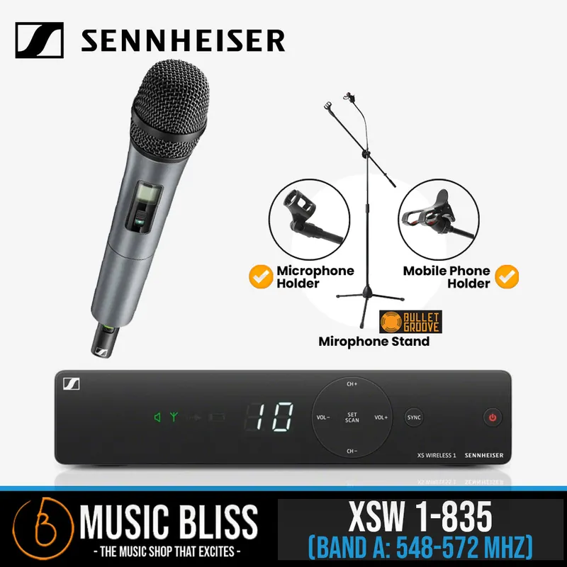 Sennheiser XSW 1-835 Wireless Handheld Microphone System with FREE Microphone Stand Luxury