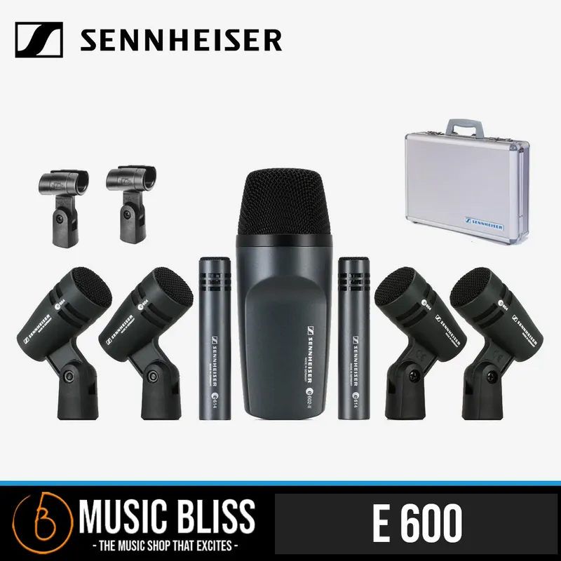 Super Sale Sennheiser e600 Drum Microphone Pack with Kick Drum Mic, 4 Snare/Tom Mics, 2 Condenser Mics & Aluminum Case