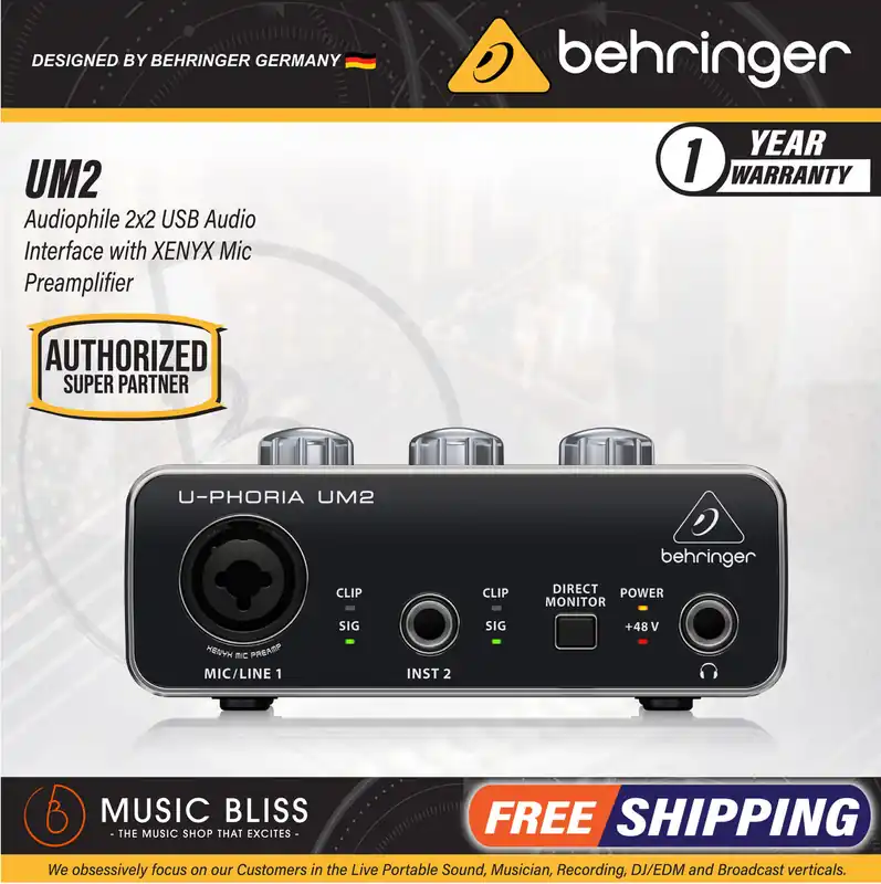 High Quality Behringer U-Phoria UM2 USB Audio Interface