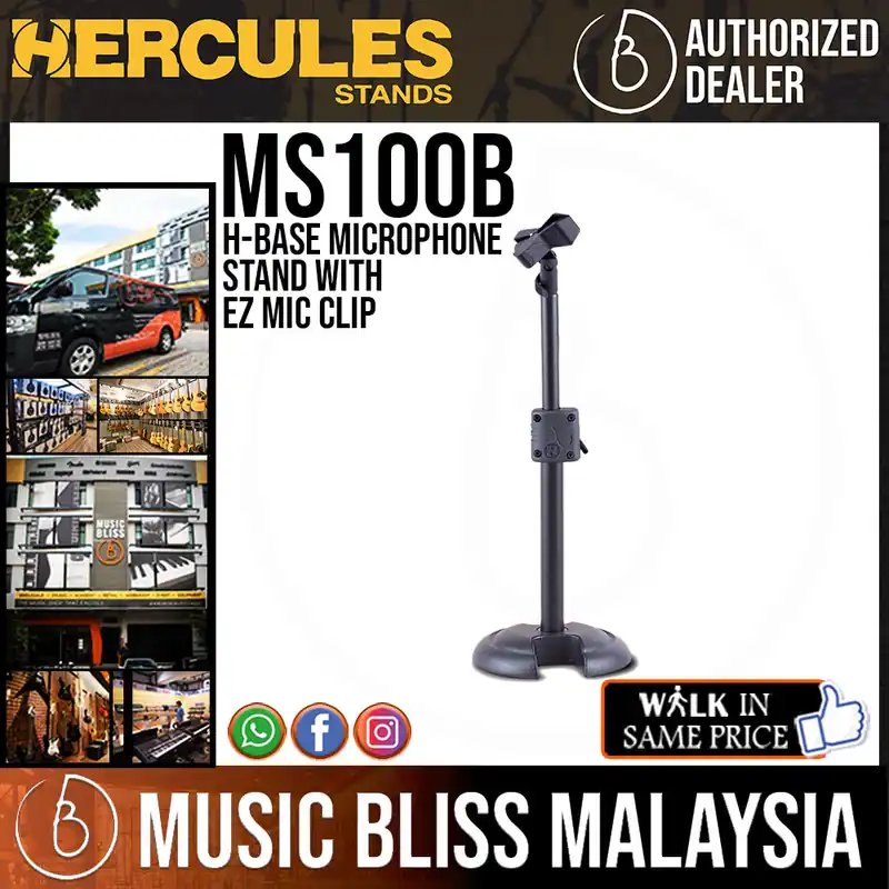 Direct From Factory Hercules MS100B H-Base Microphone Stand with EZ Mic Clip