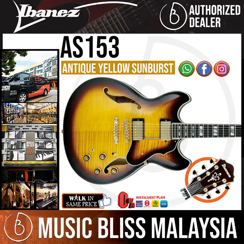 Ibanez Artstar AS153 Semi-hollowbody Electric Guitar - Antique Yellow Sunburst New Arrival