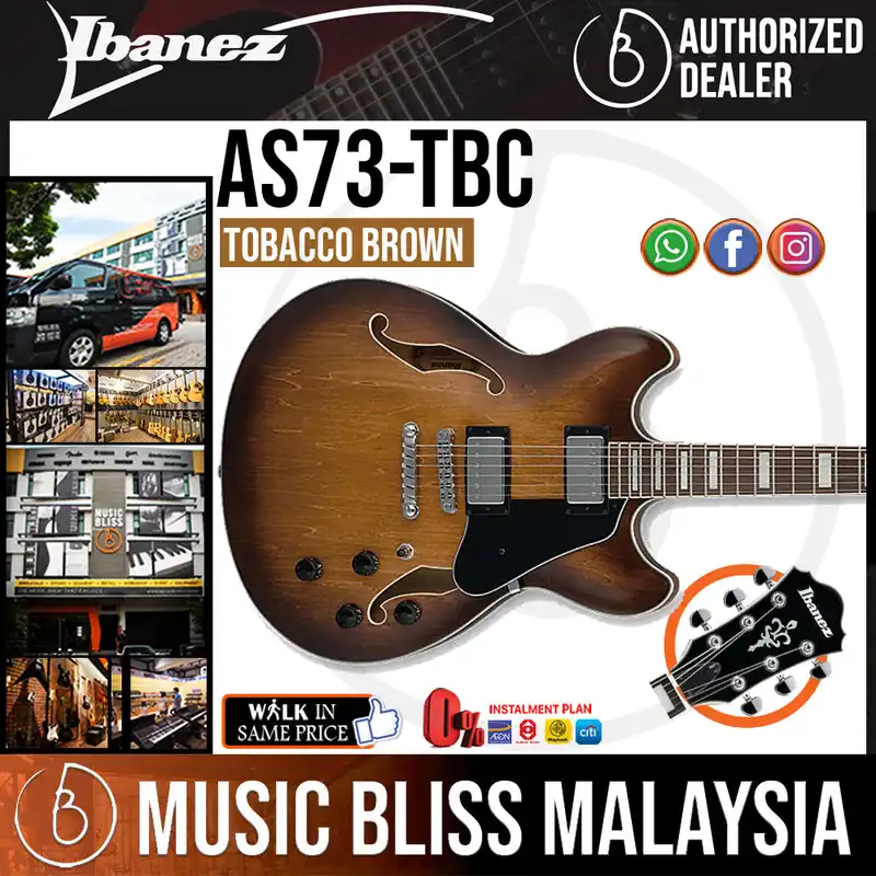 Premium Ibanez Artcore AS73 Semi-hollowbody Electric Guitar - Tobacco Brown
