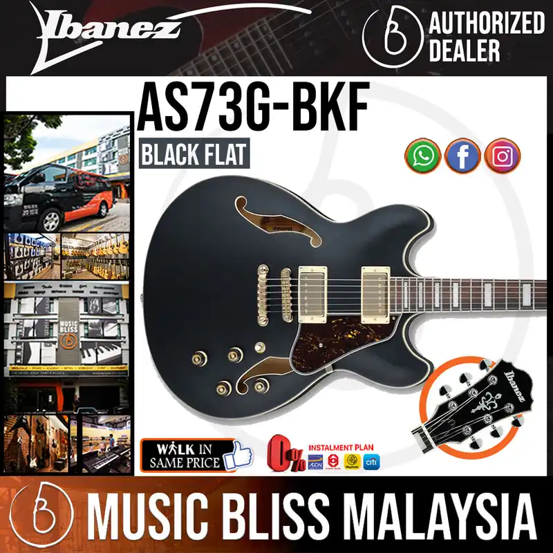 Ibanez Artcore AS73G Semi-hollowbody Electric Guitar - Black Flat Direct From Factory