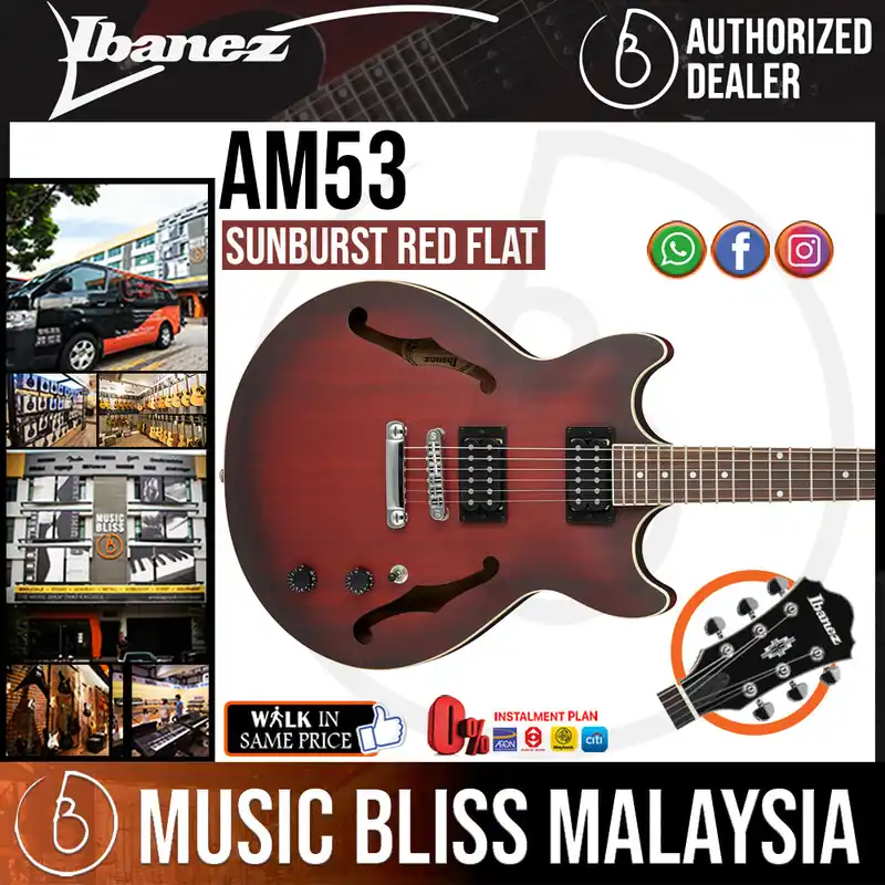 Discount Ibanez Artcore AM53 Semi-hollowbody Electric Guitar - Sunburst Red Flat