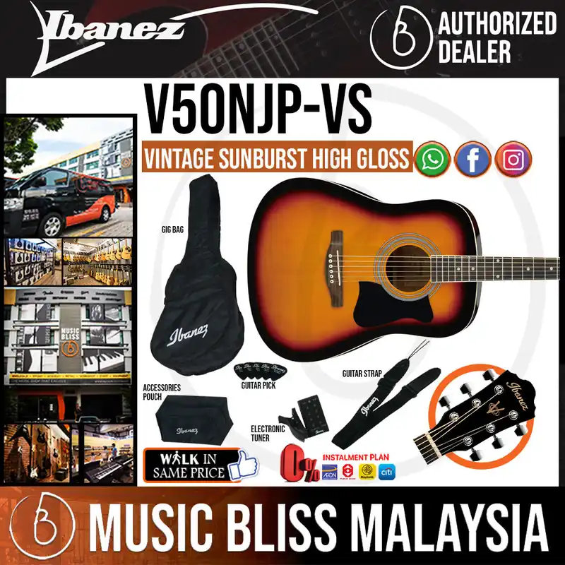 Best Price Ibanez V50NJP Acoustic Guitar Jampack - Vintage Sunburst High Gloss