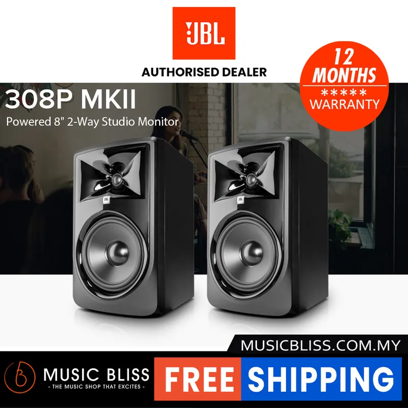 Direct From Factory JBL 308P MKII Powered 8" 2-Way Studio Monitor - Pair