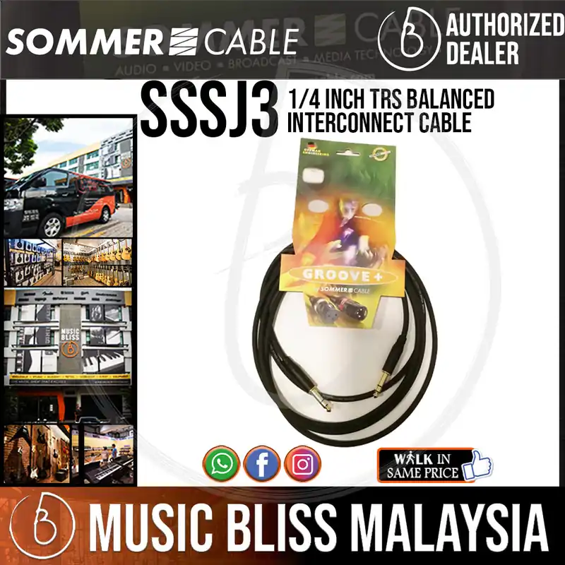 Sommer Stage 22 1/4 inch TRS Balanced Interconnect Cable for Instruments & Effects - 3 Meter Price Cut