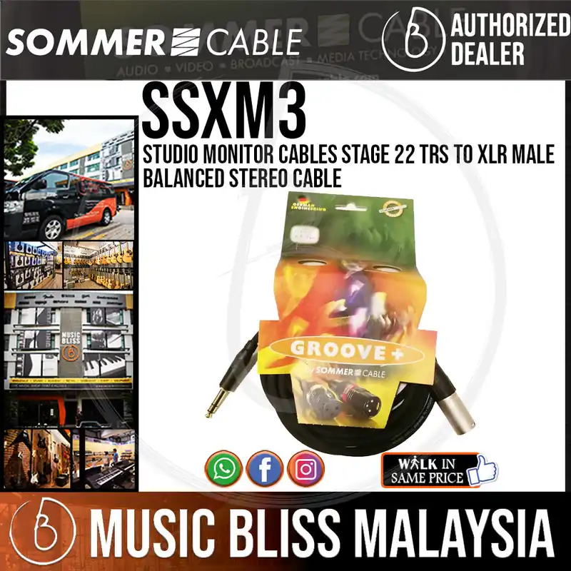 Sommer Studio Monitor Cables Stage 22 TRS to XLR Male Balanced Stereo Cable - 3 Meter Free Returns