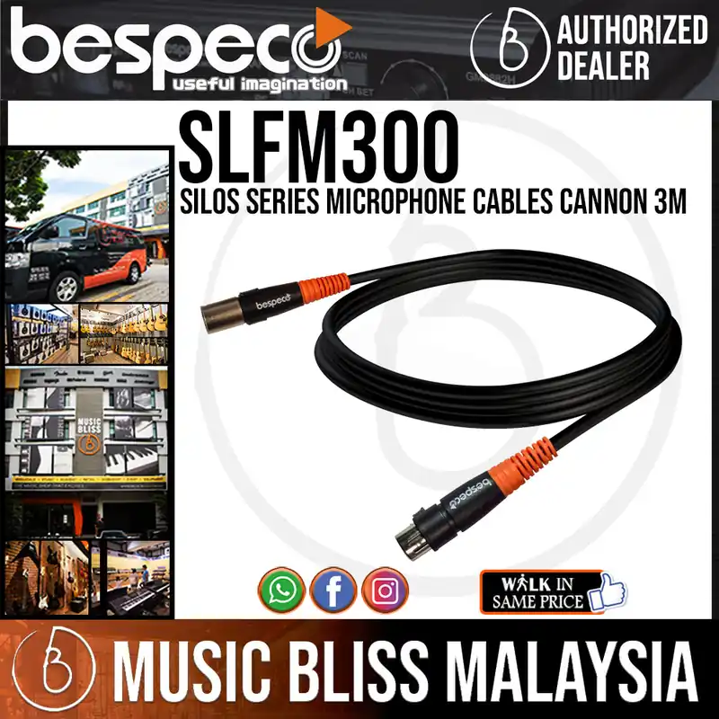 Bespeco SLFM300 Silos Series Microphone Cables Cannon 3M Same Day Shipping
