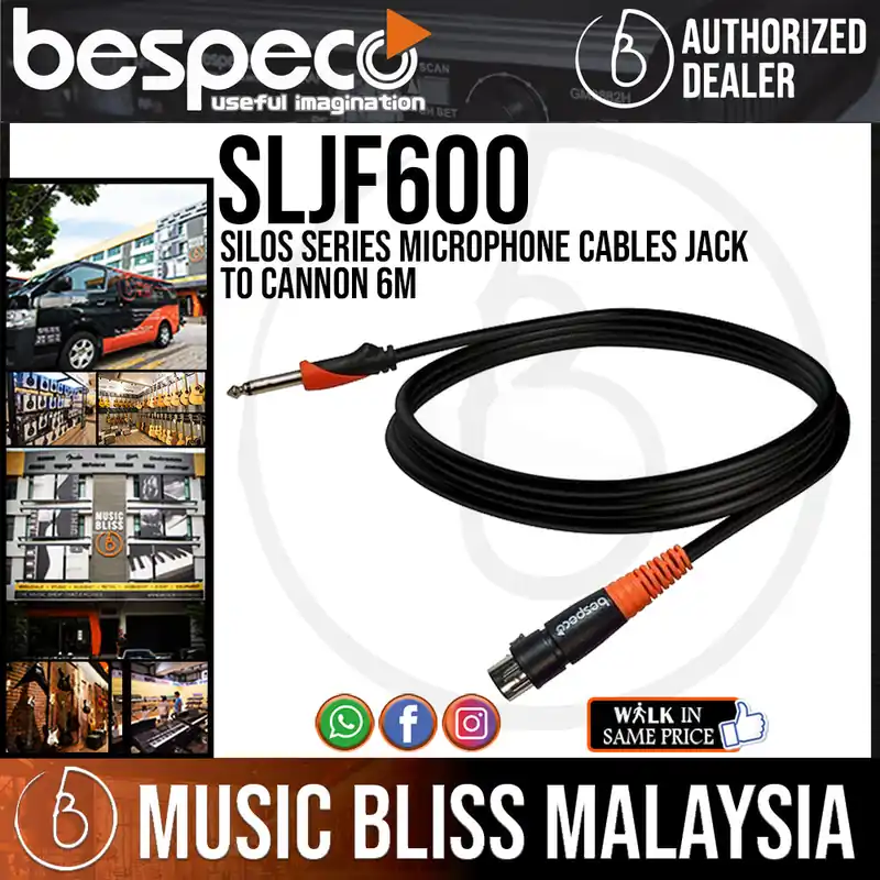 Bespeco SLJF600 Silos Series Microphone Cables Jack To Cannon 6M Trending