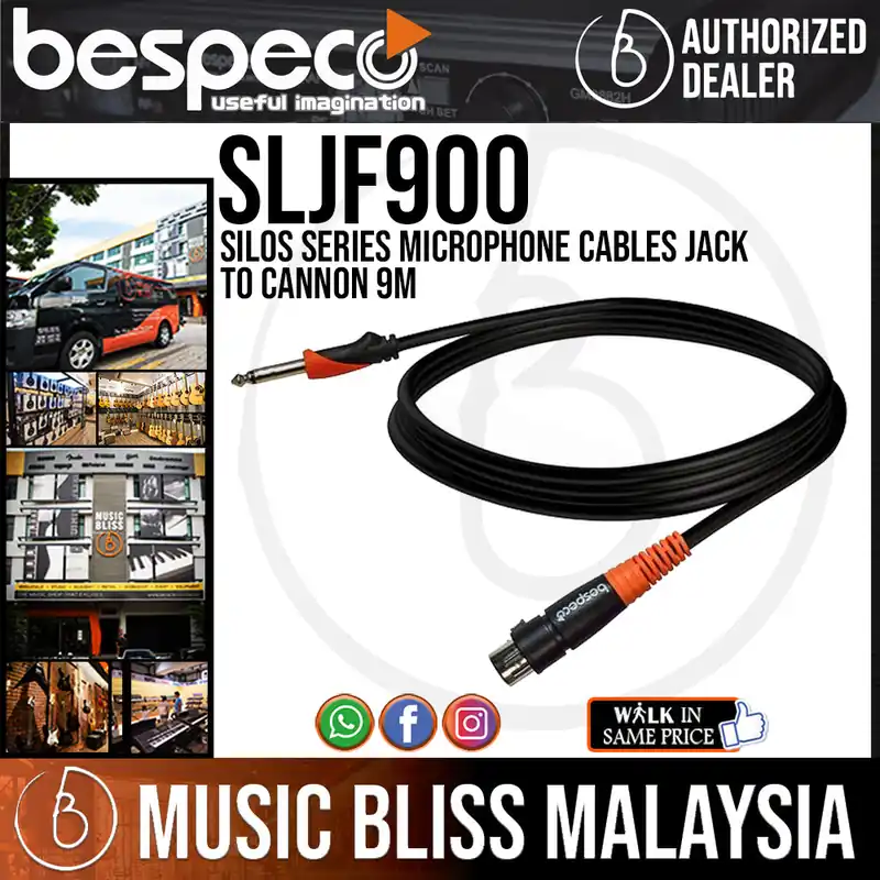 Bespeco SLJF900 Silos Series Microphone Cables Jack To Cannon 9M Deal