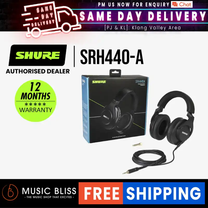 Shure SRH440A Professional Closed-back Studio Headphones Brand New