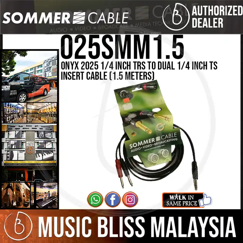 Sommer Onyx 2025 1/4 inch TRS to Dual 1/4 inch TS Insert Cable -1.5 Meters Limited Edition
