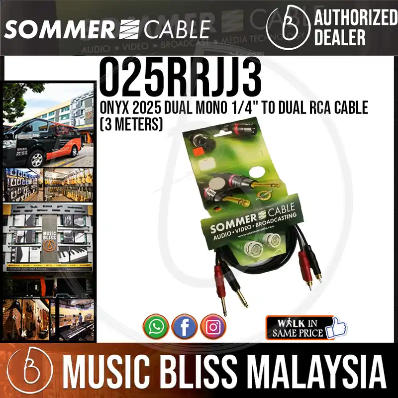Express Delivery Sommer Onyx 2025 Dual Mono 1/4" to Dual RCA Cable -3 Meters