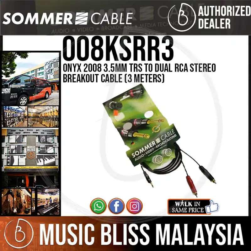 Sommer Onyx 2008 3.5mm TRS to Dual RCA Stereo Breakout Cable -3 Meters Factory Price