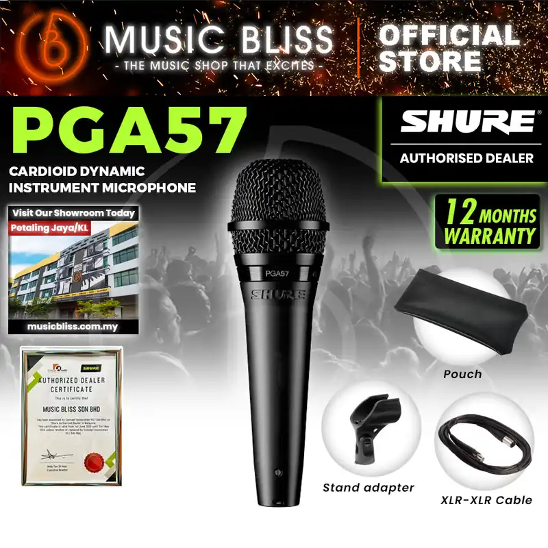 Budget Shure PGA57-XLR Cardioid Dynamic Instrument Microphone, XLR-XLR Cable