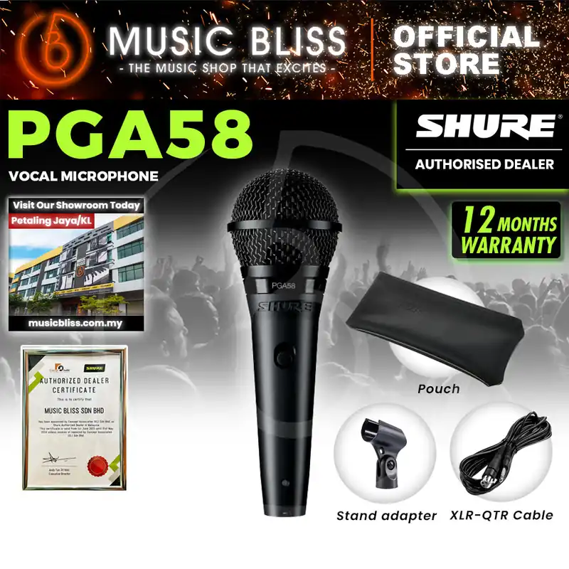 Big Sale Shure PGA58-QTR Cardioid Dynamic Vocal Microphone, XLR-QTR Cable