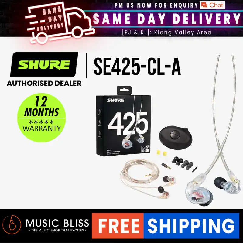 Shure SE425 Sound Isolating In-Ear Stereo Headphones - Clear Mega Sale