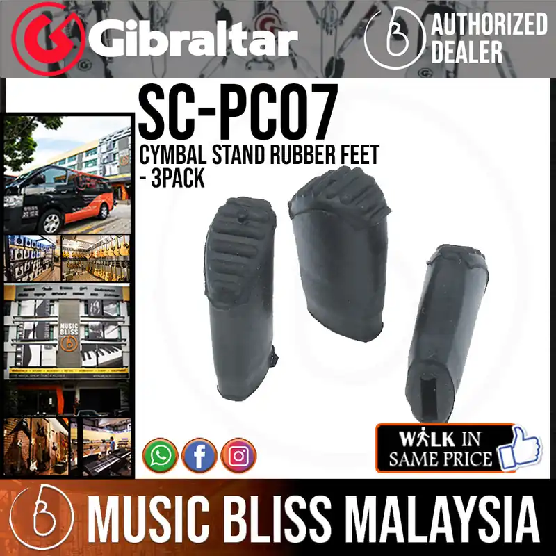 Sale Gibraltar Cymbal Stand Rubber Feet - 3-pack of Large Rubber Feet for Cymbal Stands - Black