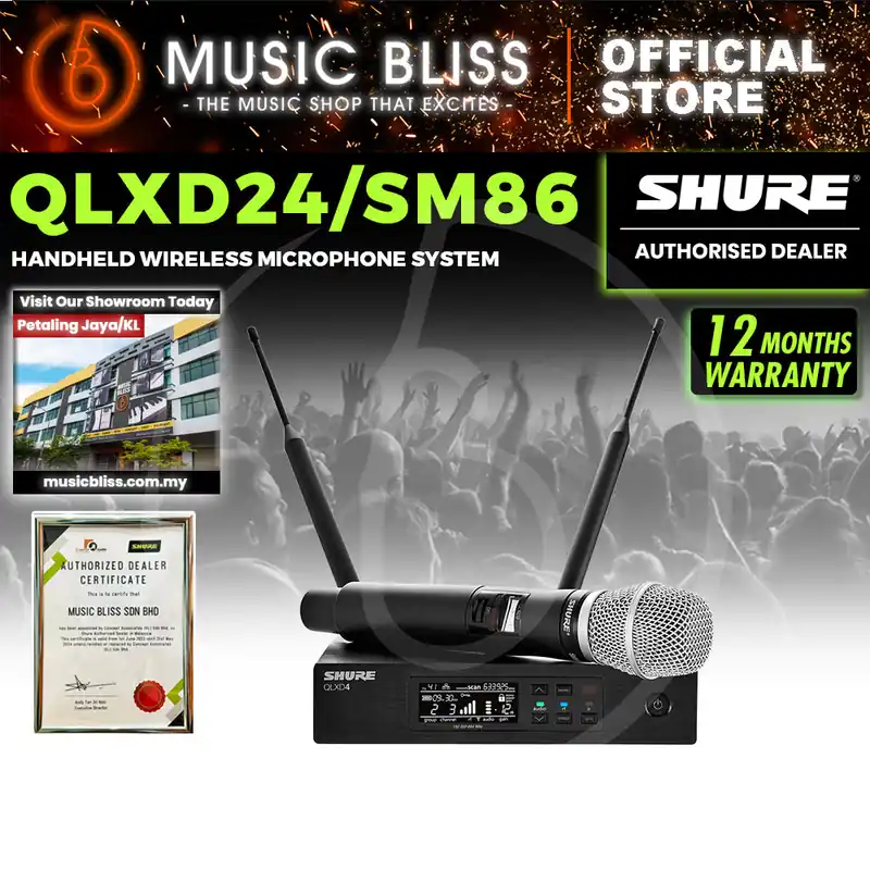 Shure QLXD24/SM86 Handheld Wireless Microphone System, QLXD4 Receiver & QLXD2/SM86 Handheld Transmitter Markdown
