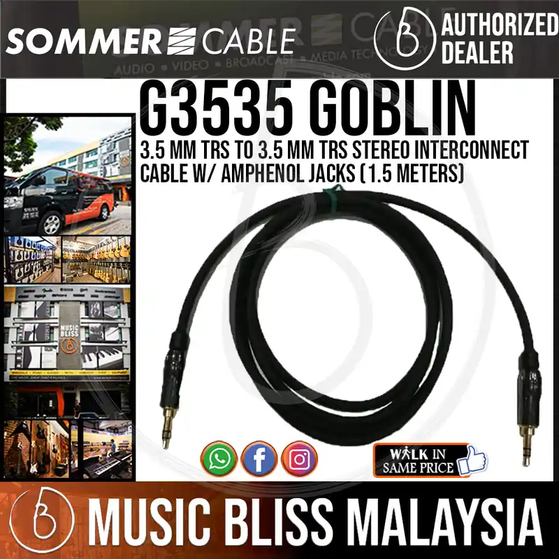Best Price Sommer G3535 GOBLIN 3.5 mm TRS to 3.5 mm TRS Stereo Interconnect Cable w/ Amphenol Jacks -1.5 Meters