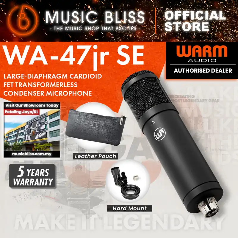 Warm Audio WA-47jr Studio Essential Large-Diaphragm Cardioid Condenser Microphone - Black Direct From Manufacturer